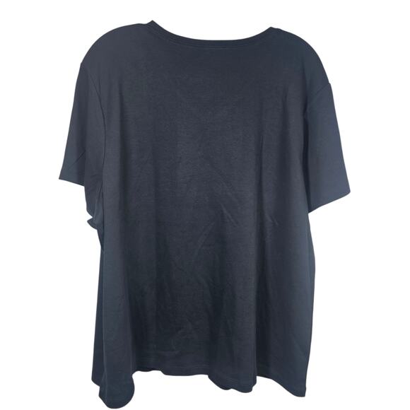 LL Bean Short Sleeve 100% Cotton Black V-Neck Tee Shirt Plus Size 2X - Picture 2 of 8